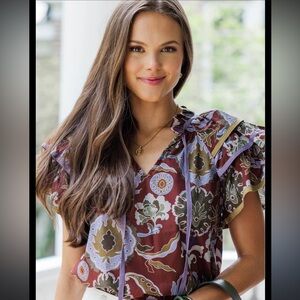 Entro Multicolor Floral Ruffle Blouse